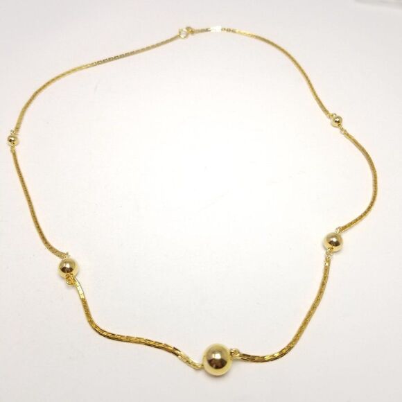 Vintage Jewelry - Vintage Avon Gold Tone Chain Necklace, with Beaded Design, Classic Estate